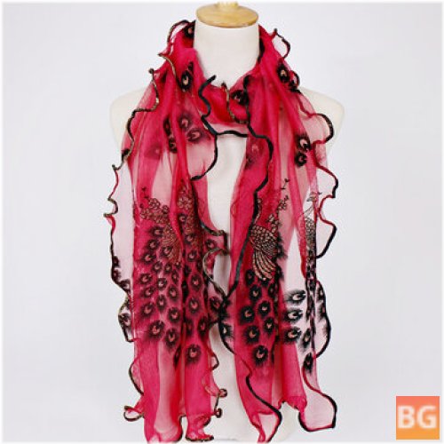 Peacock Pattern Lace Scarf for Women