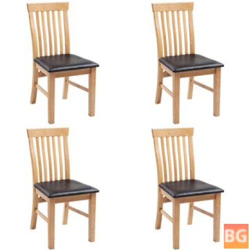 4-Piece Solid Oak Dining Chairs with Artificial Leather