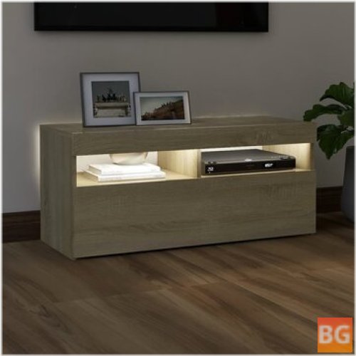 TV Cabinet with LED Lights - Sonoma Oak 35.4