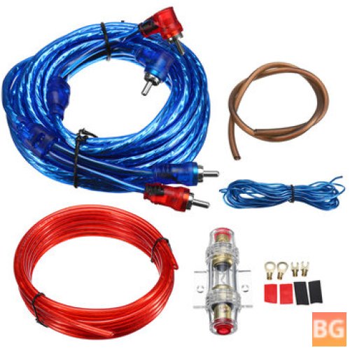 Car Amplifier with Wiring Kit - AMP RCA Power Cable AGU Fuse Set