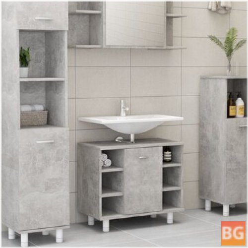Bathroom Cabinet in Gray with a Crystal Glass Top