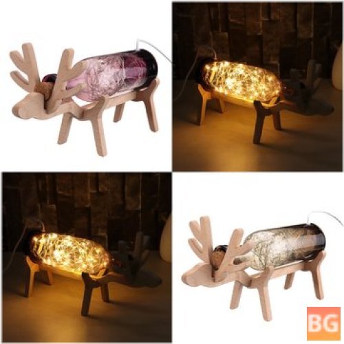 LED Glass Fairy Deer Light Bottle Jar Table Lamp - Christmas Home Decor Gift
