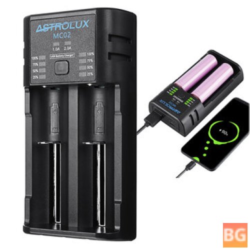 Astrolux® MC02 2-in-1 Charger & Power Bank for Li-ion Batteries