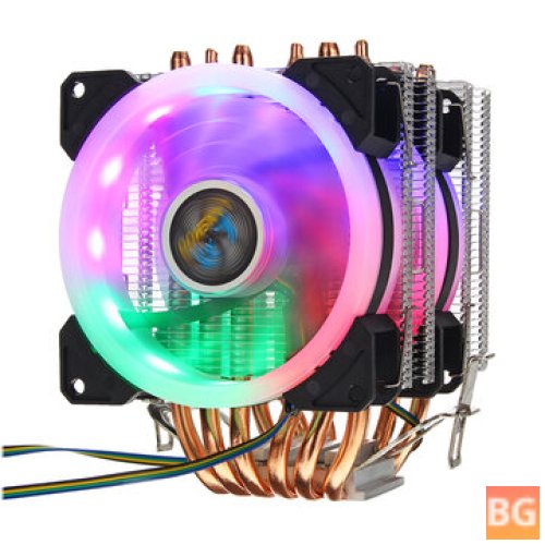 CPU Cooler 6 Heatpipe 4-Pin RGB 2x Cooling Fan For AMD 775/1150/1151/1155/1156/1366 Processors