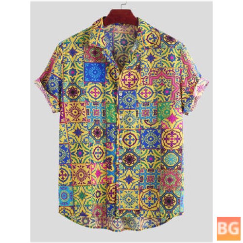 Summer Floral Printed Breathable Shirts for Men