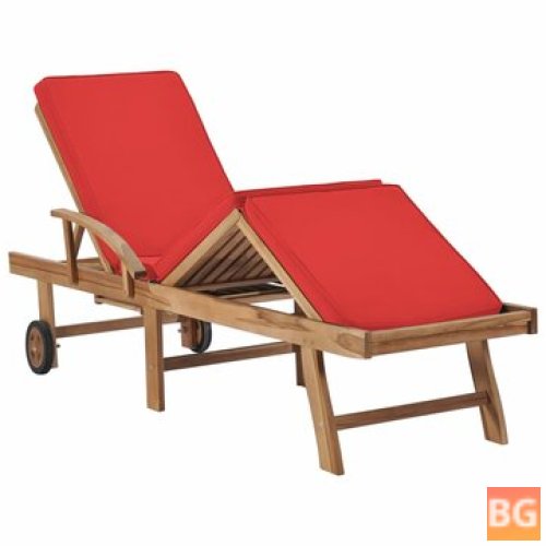 Sun Lounger with Cushion and Solid Wood