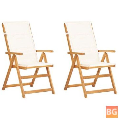 2-Piece Reclining Garden Chairs with Brown Fabric