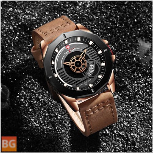 KADEMAN 805-Watch - Men's Watch with Quartz Movement and Leather Band