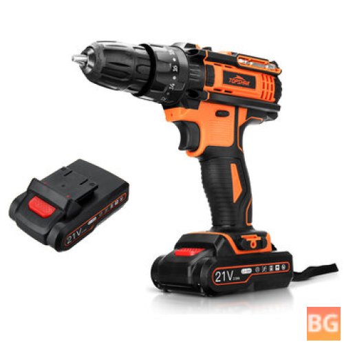 TS-ED2 21V 2000mAh Cordless Impact Drill - Rechargeable 2 Speeds LED Electric Drill