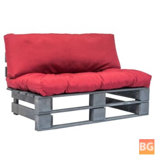 Red Cushioned Pallet Wood Garden Bench