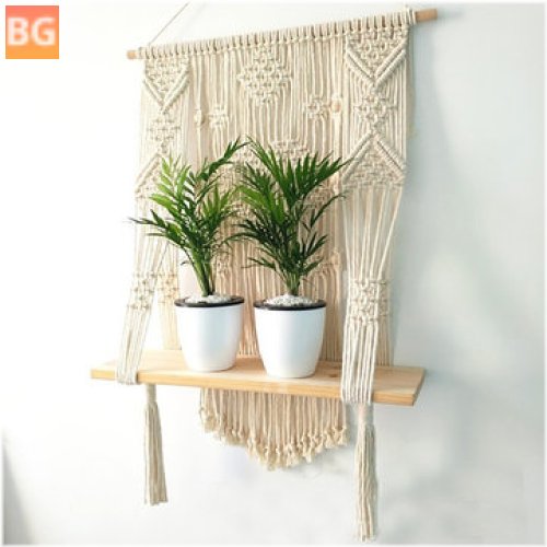 Woven Macrame Plant Hanger Wall Hanging Bohoes Wall Art with Tassels - Home DIY