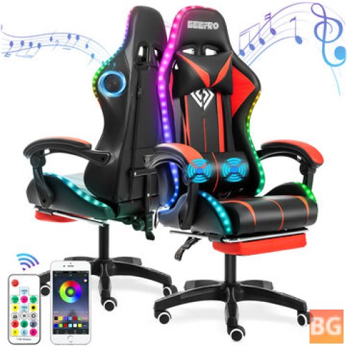 GEEPRO Massage Gaming Chair with Foot Rest and Reclining High Back for PC/Mac/Linux/Android