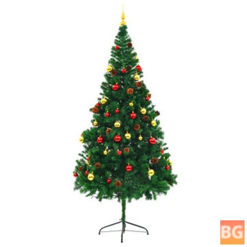 Xmas Pine Tree with 200 LEDs,Easy Assembly - Premium Spruce with Metal Stand and 910 Branches
