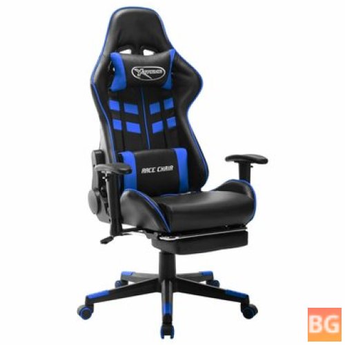 Black and Blue Gaming Chair with Footrest