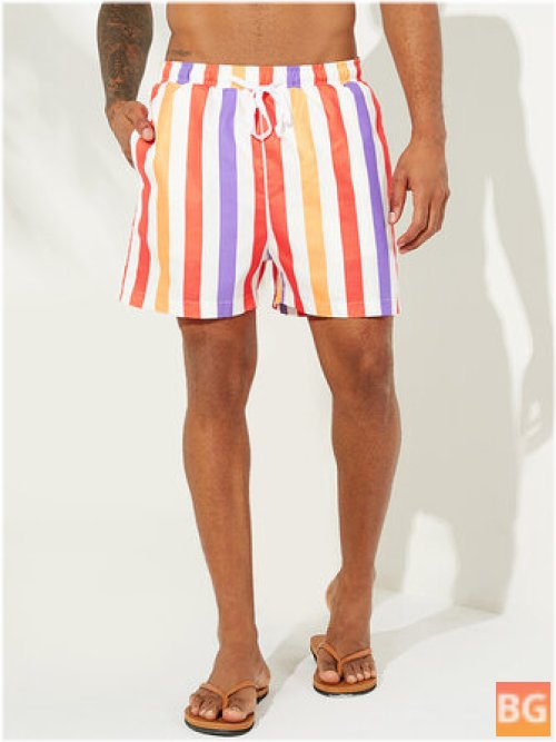 Shorts with Sunshine Striping - Thin, Quick-Dry Mesh Lining