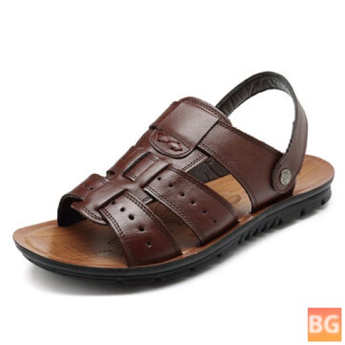 Summer Beach Slippers Men's Comfort Sole Leather Sandals