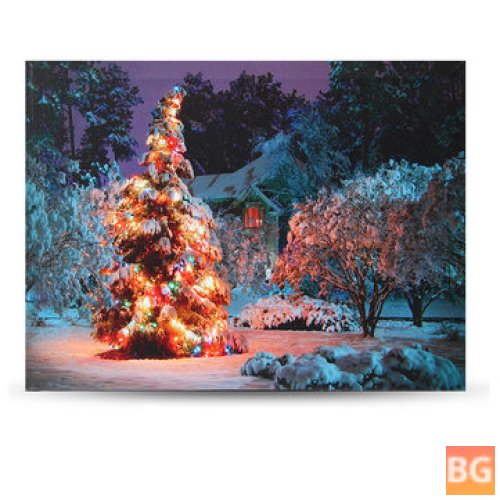 LED Snowy House Christmas Canvas Print