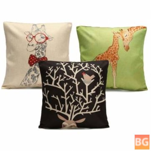 Giraffe Deer Throw Pillow Case Home Sofa Cover