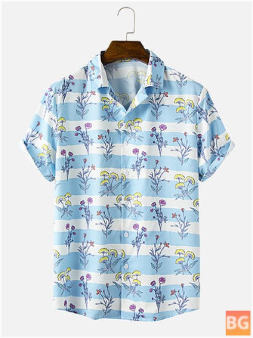 Short Sleeve Shirt with Men's Flower Print