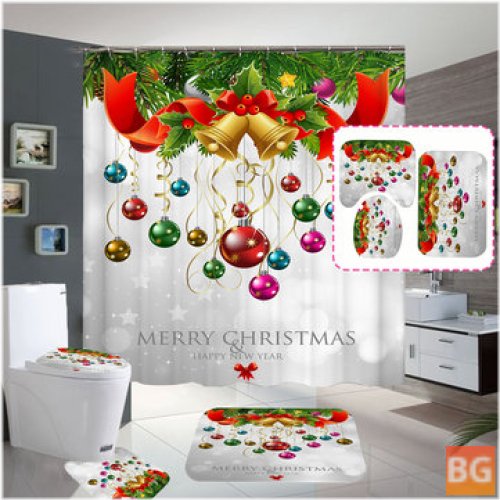 Waterproof Bathroom Curtains - Merry Christmas Bell