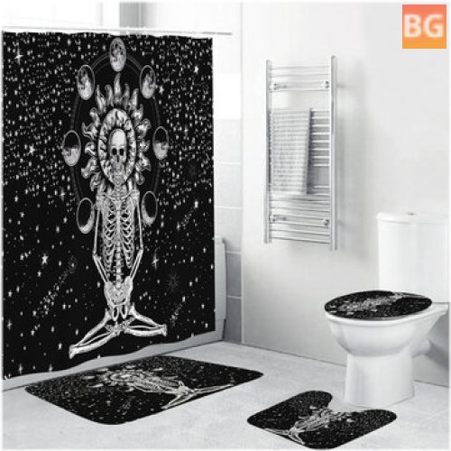 Bathroom Rug with Starry Sky & Skull Print