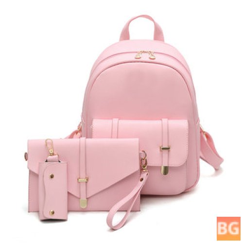 3PCS PU Leather Backpack for Women