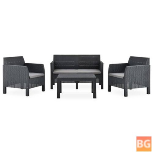 Garden Lounge Set with Cushions - PP Anthracite