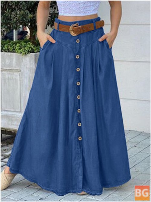 Pocketed Casual Long Skirt for Women