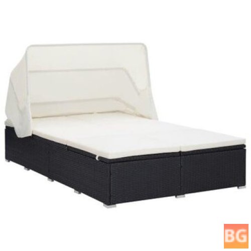 2-Person Sunbed with Cushion and Rattan