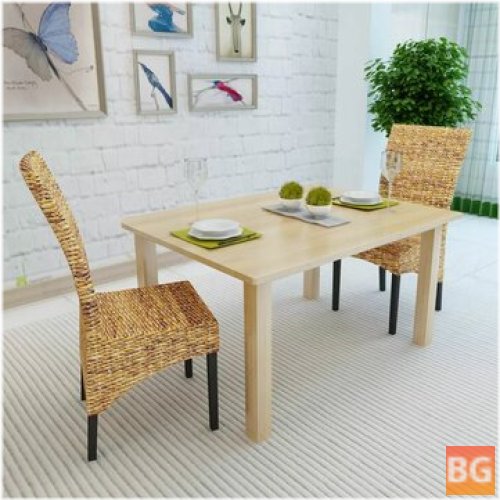 Dining room chairs - 2 pcs abaca and solid mango wood