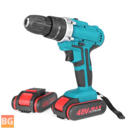 48V Cordless Power Drill with Dual Speeds and High Torque, 2 Li-ion Batteries Included