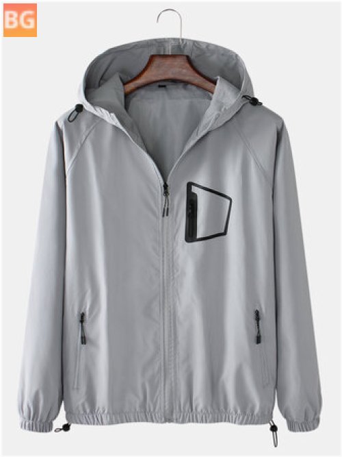 Solid Color Raglan Sleeves for Men - Hoodie Jacket