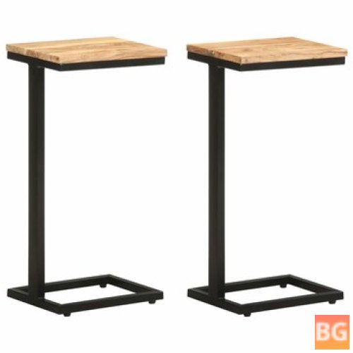 2-Piece Side Table with Wood Base and Table Top