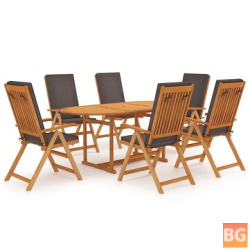 Teak Dining Set with Cushions and Table for Home