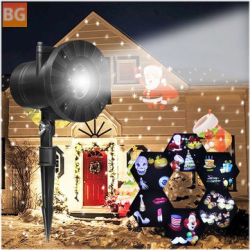 LED Stage Light with 6 Patterns - Moving Landscape Christmas Halloween Party Decor