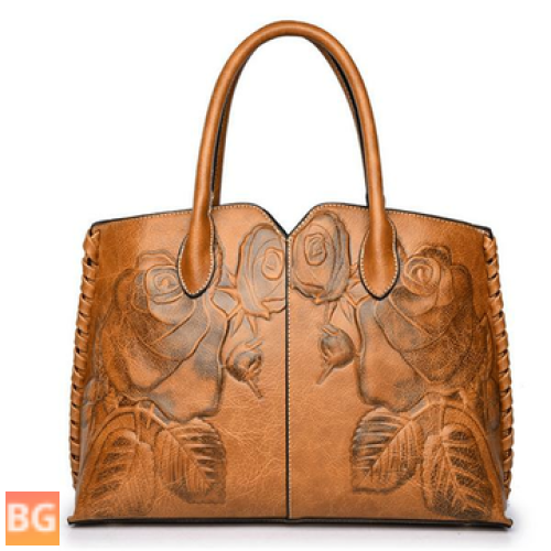 Women's Retro PU Leather Crossbody Bag with Paeonia Arborescens Design
