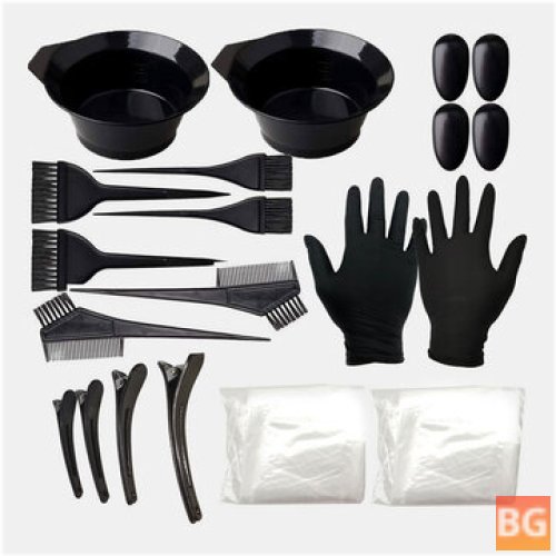 Hair Coloring Set - Comb Brush, Disposable Shower Cap, Latex Gloves