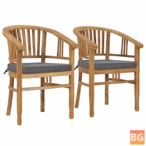 2-Piece Solid Wood Garden Chairs with Cushions