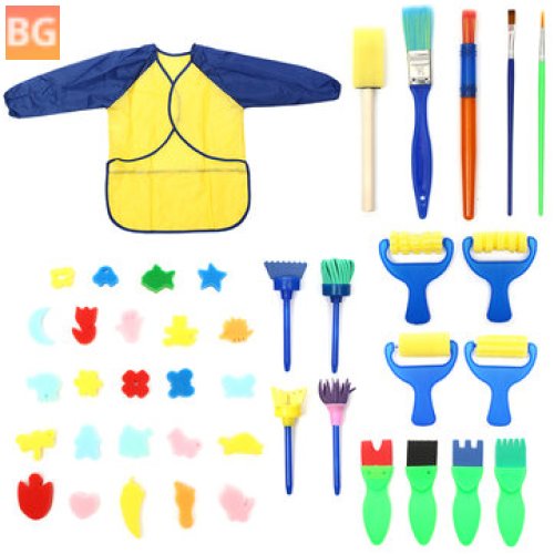 42-Piece Kids Painting Kit with Rollers, Molds, and Sponges