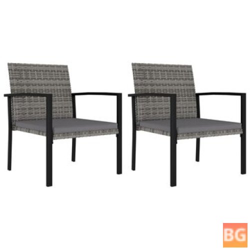 2 Pcs Poly Rattan Gray Garden Dining Chairs