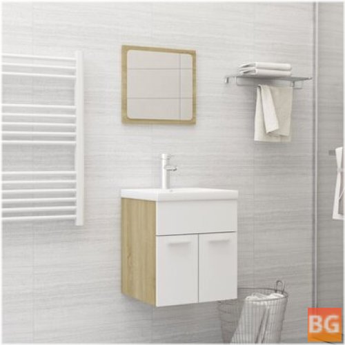 2-Piece Vanity Set in White and Sonoma Oak with Chipboard