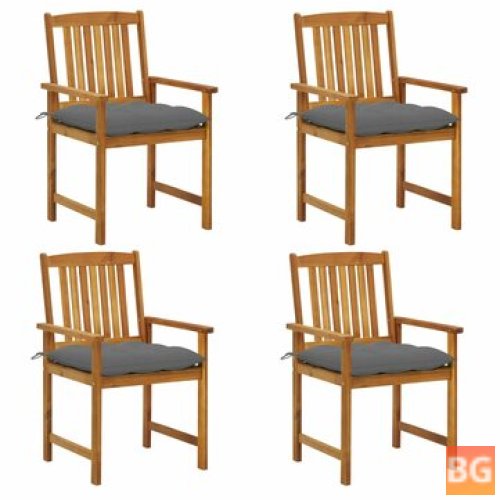 Director's Chairs with Cushions (4 pcs) - Solid Acacia Wood