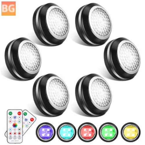 Elfeland 6PCS RGB Touch Round Cabinet Light with 2PCS Remote Controller