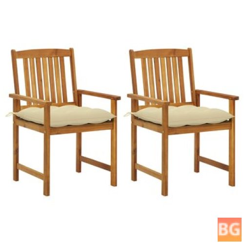 Director's Chairs with Cushions - 2 pcs Solid Acacia Wood