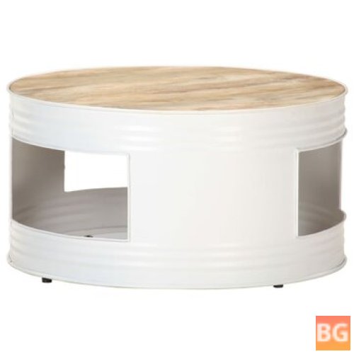 Table White 26.8"x26.8"x14.2" Solid Mango Wood