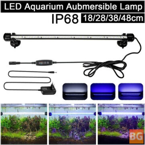 Aquarium Light with Timer, 3 Light Modes, Blue&White&White-Blue EU Plug