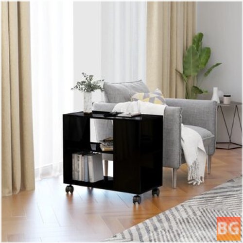 High Gloss Black Side Table with 27.6