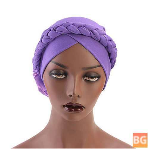 Womens Ethnic Style Braid Breathable Turban Cap