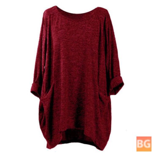Women's Casual Blouse with Asymmetric Ribbed Design