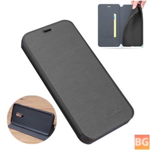 For OnePlus 7 Case with Stand - Brushed Leather Soft Protective Case